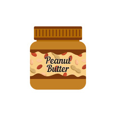A jar of peanut paste in a flat style on a white background.