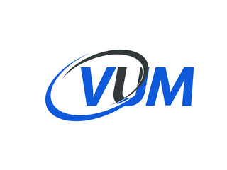 VUM letter creative modern elegant swoosh logo design
