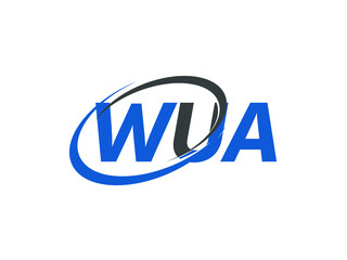 WUA letter creative modern elegant swoosh logo design