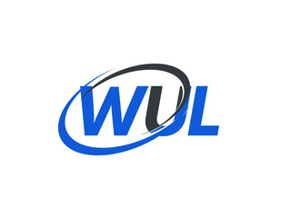 WUL letter creative modern elegant swoosh logo design