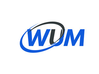 WUM letter creative modern elegant swoosh logo design