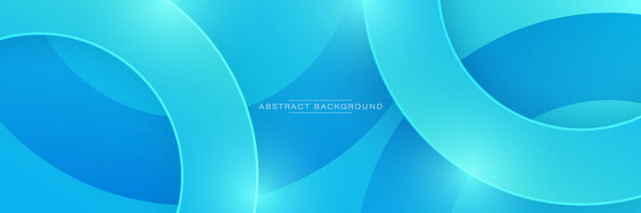 Abstract bright blue gradient circles geometric shape background. Modern simple overlapping circle shape creative design. Elegant gradient geometry element with lines and shadow