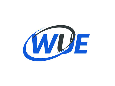 WUE letter creative modern elegant swoosh logo design