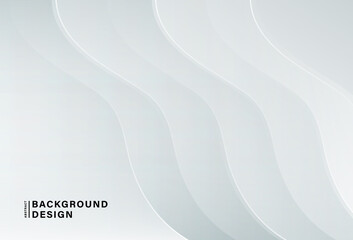 Abstract white grey gradient wave shape background. Modern simple geometric element. Trendy smooth wave texture creative design. Suit for poster, cover, banner, flyer, presentation, website, brochure