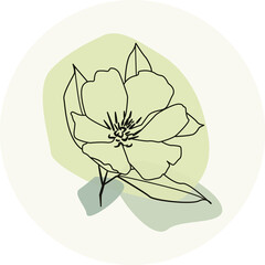 flower icon in a circle drawn in one line