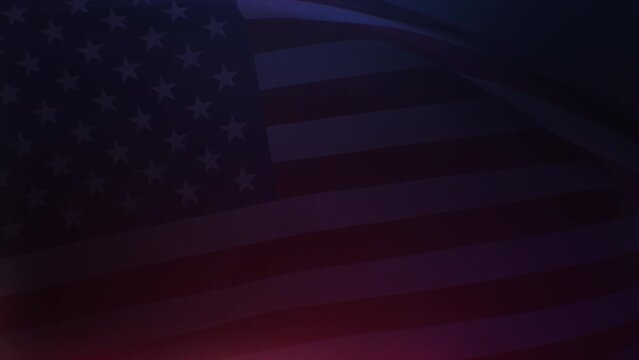 USA flag colors dark wavy abstract motion design background. Independence Day Patriotic Backdrop. For news, President day and election concept. Seamless looping.