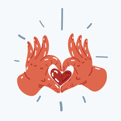 Vector illustration of Two hands show heart gesture. Love concept.