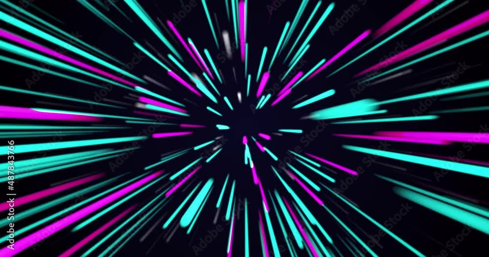 Poster abstract neon light lines motion zoom time warp tunnel line motion background