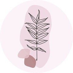 twig icon with leaves in a circle