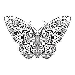 vector butterfly black and white element line art print design