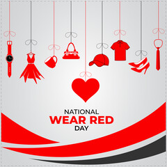 National wear red day. Template for background, banner, card, poster.