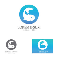 Fish logo, fish oil and seafood restaurant icon. With the concept of icon vector design illustration template