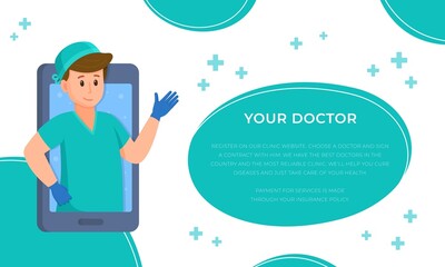 Vector illustration of medical template. Hospital advertising concept.