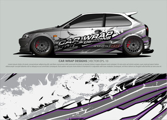 Car wrap decal design vector. abstract Graphic background kit designs for vehicle, race car, rally, livery, sport car