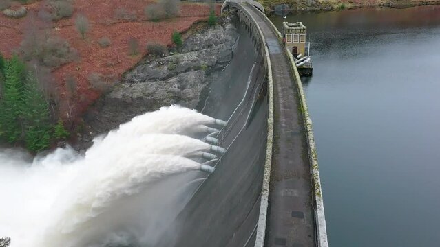 Water Pumped Through a Hydroelectric Power Station Dam Slow Motion