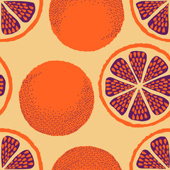 Orange fruit cool retro pattern