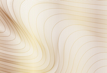 Abstract gold wave line pattern art background. Modern simple shiny gold lines wavy creative design. Luxury and elegant texture elements. Suit for presentation, poster, flyer, cover, banner, wallpaper