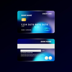 Isometric realistic glass effect credit card