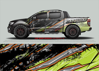 Car wrap decal design vector. abstract Graphic background kit designs for vehicle, race car, rally, livery, sport car
