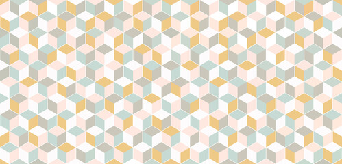 Abstract seamless pastel hexagon pattern background. Simple cute style geometric shape texture. Modern hexagons graphic design. Suit for printing, wrapping paper, wallpaper, fabric, scrapbook, textile