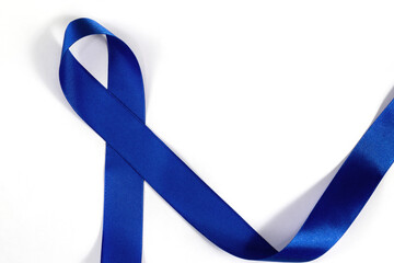 Blue march. Colorectal Cancer Awareness Month. Blue Ribbon