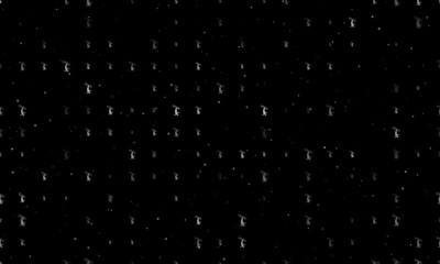 Seamless background pattern of evenly spaced white freestyle skiing symbols of different sizes and opacity. Vector illustration on black background with stars