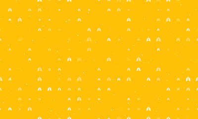 Seamless background pattern of evenly spaced white lungs symbols of different sizes and opacity. Vector illustration on amber background with stars