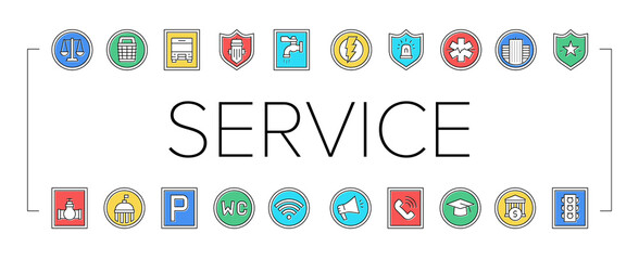 Public Service Signs Collection Icons Set Vector .