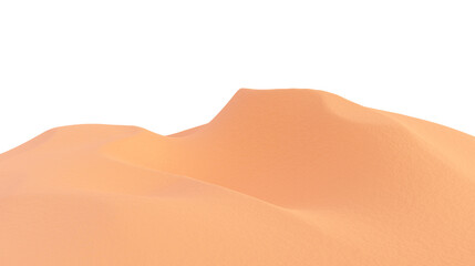 Desert landscape, 3d render. Sand dunes isolated on a white background.