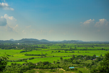 Fototapeta na wymiar Rice Terrace Aerial Shot. Image of beautiful terrace rice field in Chiang Rai Thailand 