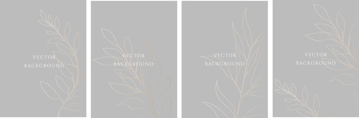 Set of vector abstract elegant backgrounds templates in minimal style with branch.