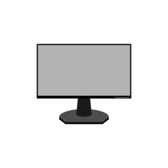 The icon of a modern computer monitor with settings buttons on the front panel is black on a white background.
