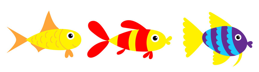 fish swim flat design, isolated on white background