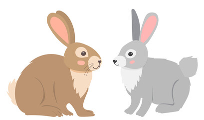 rabbit flat design, on white background