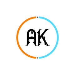 AK, Letter Logo Design. white background. K A circle logo design.