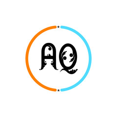 AQ, Letter Logo Design. white background. Q A circle logo design.