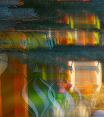 abstract blur design of Christmas colors intentional special blurry effect from long time exposure and intentional camera movement to create motion Christmas themed abstract backdrop or background 