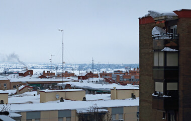 Fototapeta premium Heavy snowfall in the city