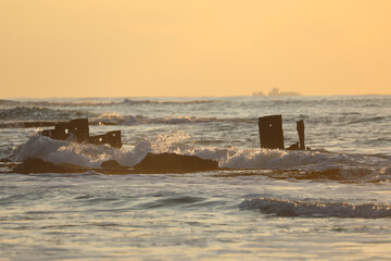 Tel Aviv coastline and skyline as seen from The Mediterranean sea. High quality photo
