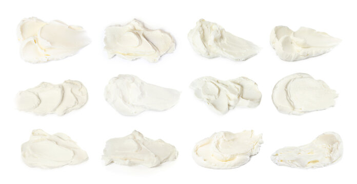 Tasty Fresh Cream Cheese On White Background