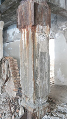 old abandoned building. Old stairs of an abandoned house. old room interior