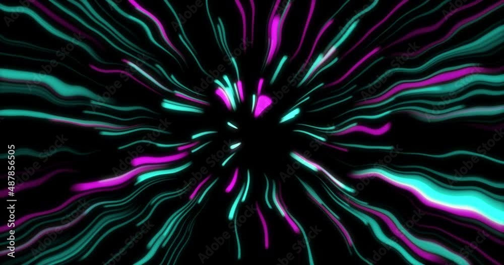 Aufkleber abstract neon light lines motion zoom time warp tunnel line motion background