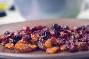 Dried raisins on a plate