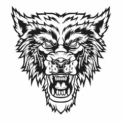 Head of a growling wolf.	