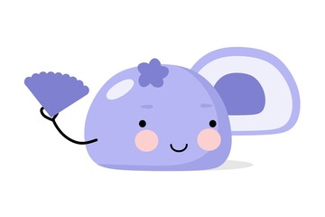 Mochi character design. Japanese cartoon desserts. vector illustration in a flat style.