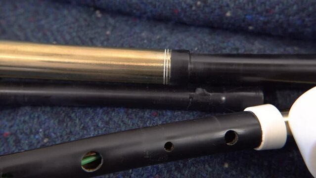 Traditional Irish uilleann pipes, bagpipes, on irish tweed