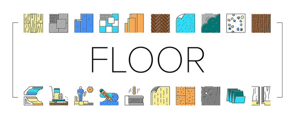 Floor Installation Collection Icons Set Vector .
