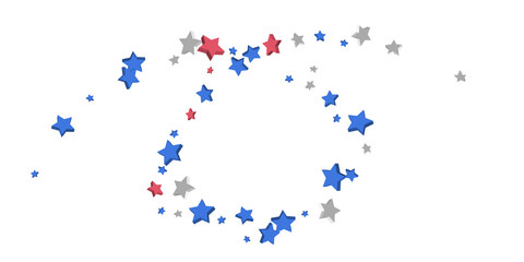 Shooting stars confetti 3D. Multi-colored stars. Festive background. Abstract pattern on a white background. Design element. Vector illustration, EPS 10.