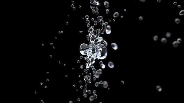 two transparent drops collide and merge after 