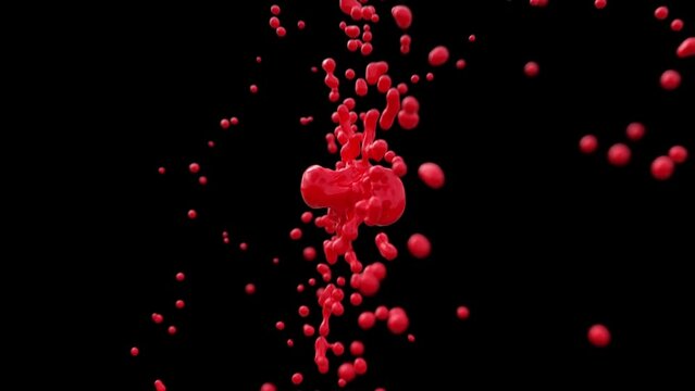 two red drops collide and merge after 